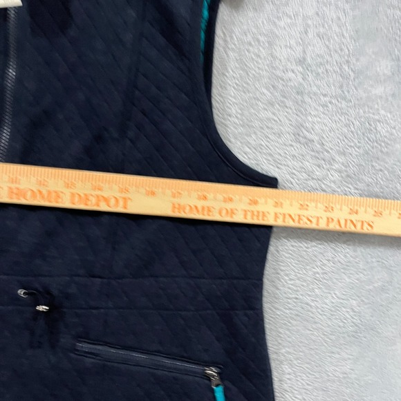Talbots Vest Womens XL Petites Cinched Waist Quilted Zip-Up Navy Blue Preppy - Picture 8 of 9